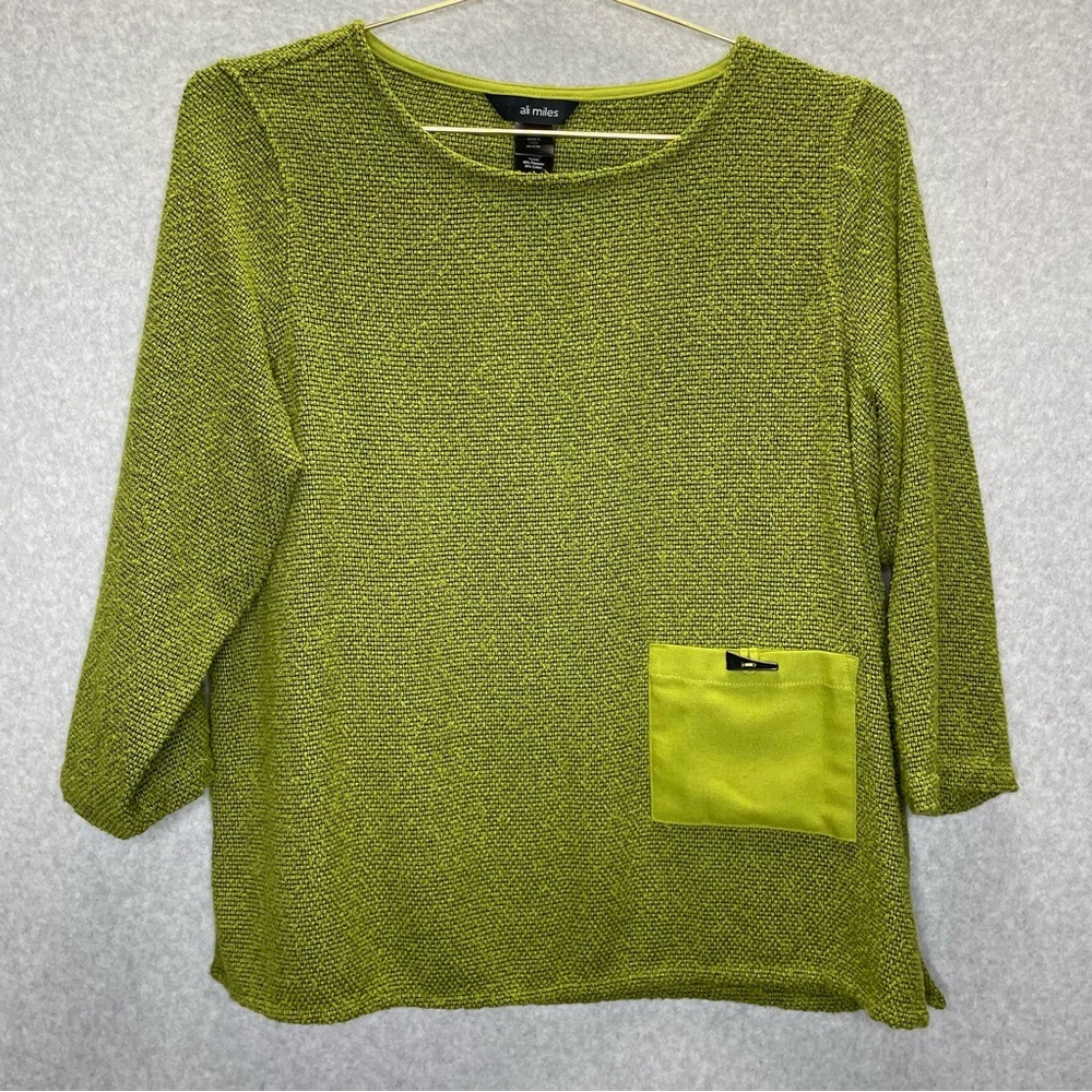 Ali Miles Vibrant Green Textured Tunic with Pocket